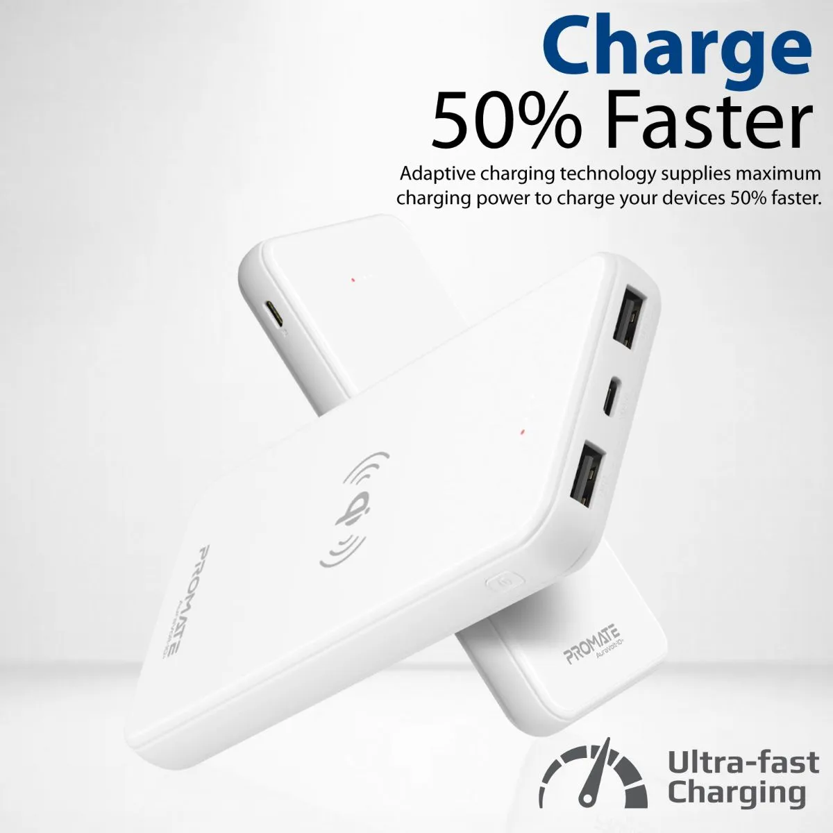 10000mAh Qi Wireless Charging Power Bank.