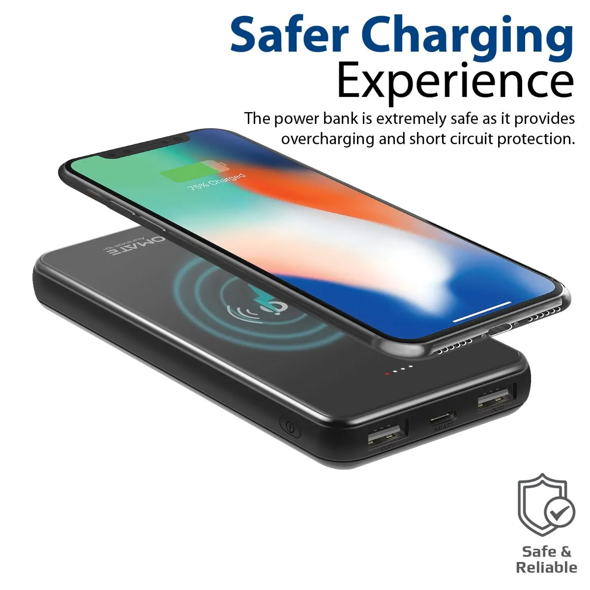 10000mAh Qi Wireless Charging Power Bank.