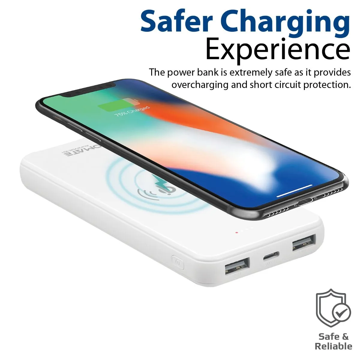 10000mAh Qi Wireless Charging Power Bank.