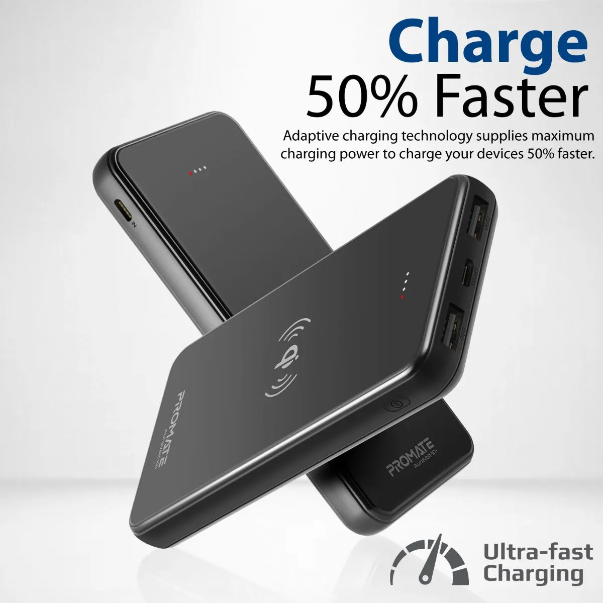 10000mAh Qi Wireless Charging Power Bank.