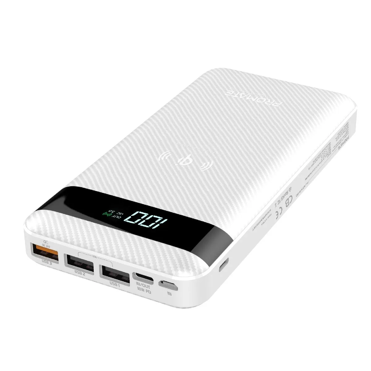 10W Qi Fast Wireless 20000mAh Power Bank with USB-C™ 18W Power Delivery and QC3.0