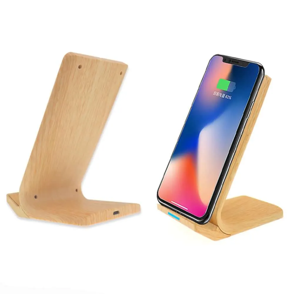 10W Wood Wireless Charger with Phone Stand