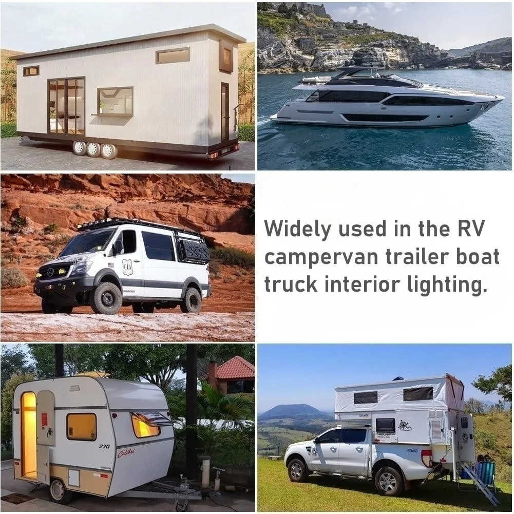 12V LED Reading Light RV Boat Flexible Gooseneck Built-in USB Quick Charger, DC12-24V, Hard-wired, Nickel