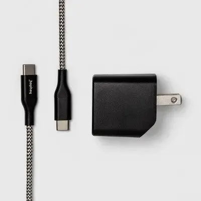 2-Port USB-A USB-C Wall Charger with 6' USB-C to USB-C Braided Cord - heyday