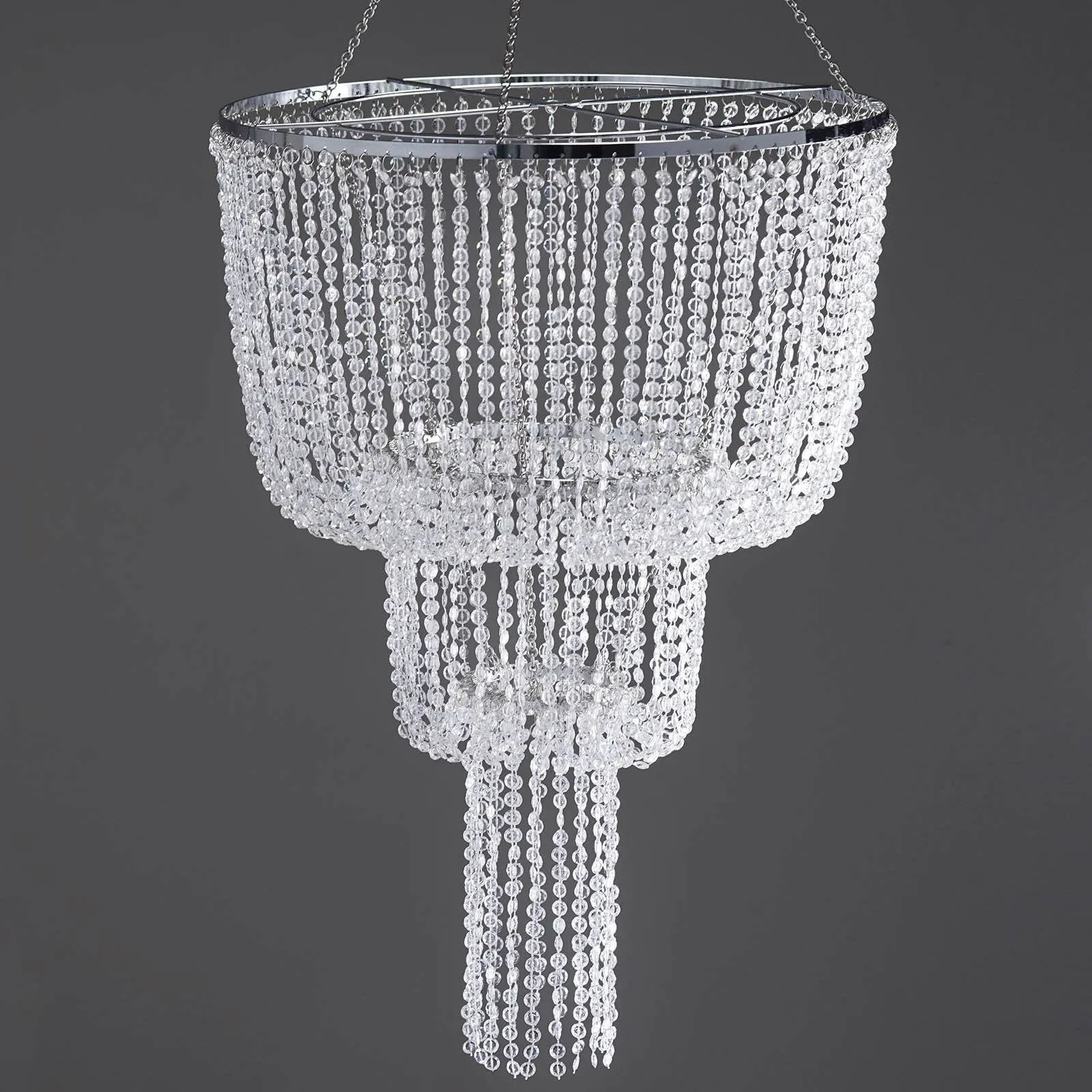 26" Acrylic Diamond 3 Tier Chandelier Centerpiece For Wedding Party Event - Free Stand   Poles