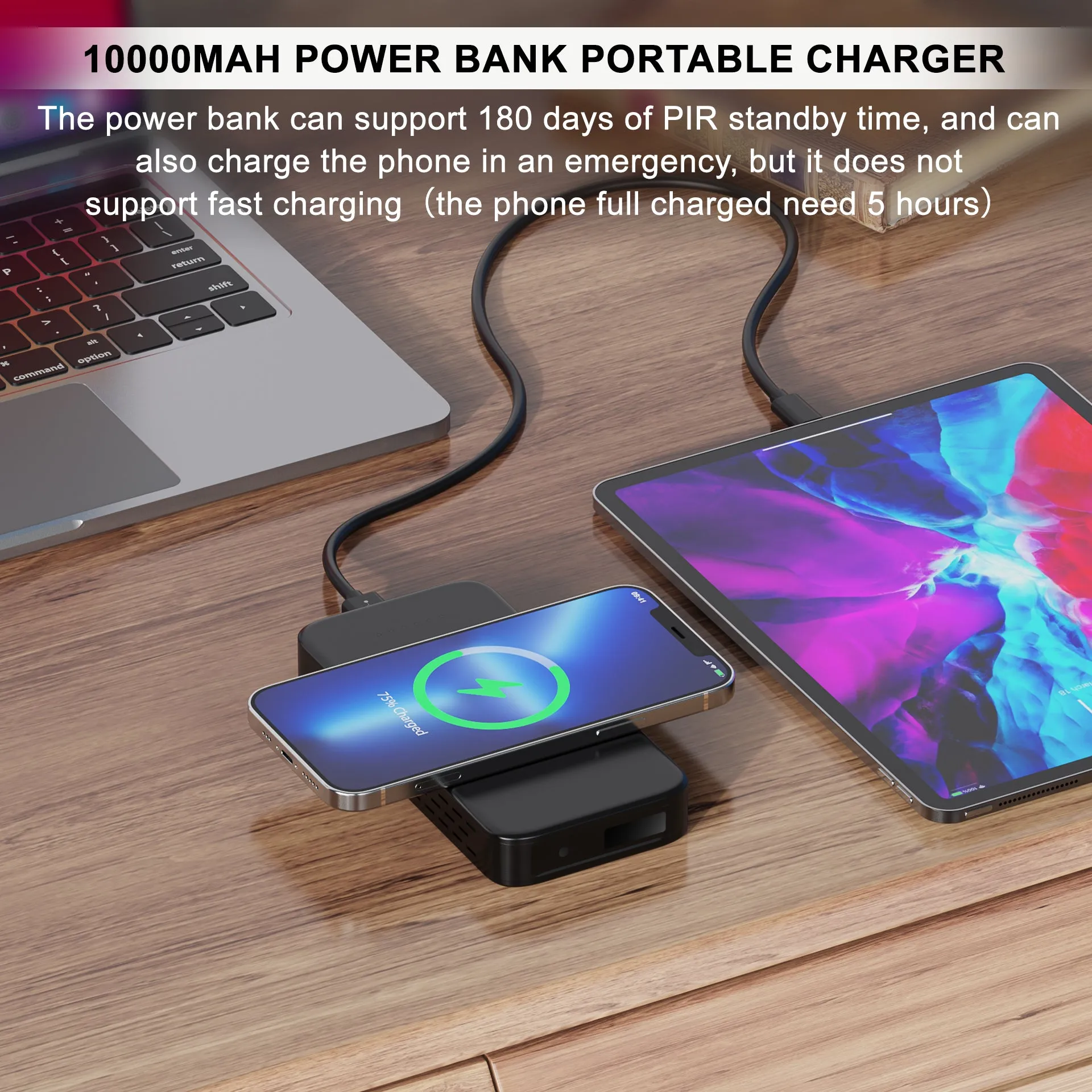 2K Spy Camera Wireless Charging Power Bank with Motion Detection (Support Offline Recording)