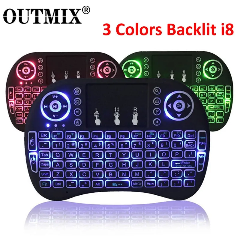 3 Colors Backlit i8 Mini Wireless Keyboard