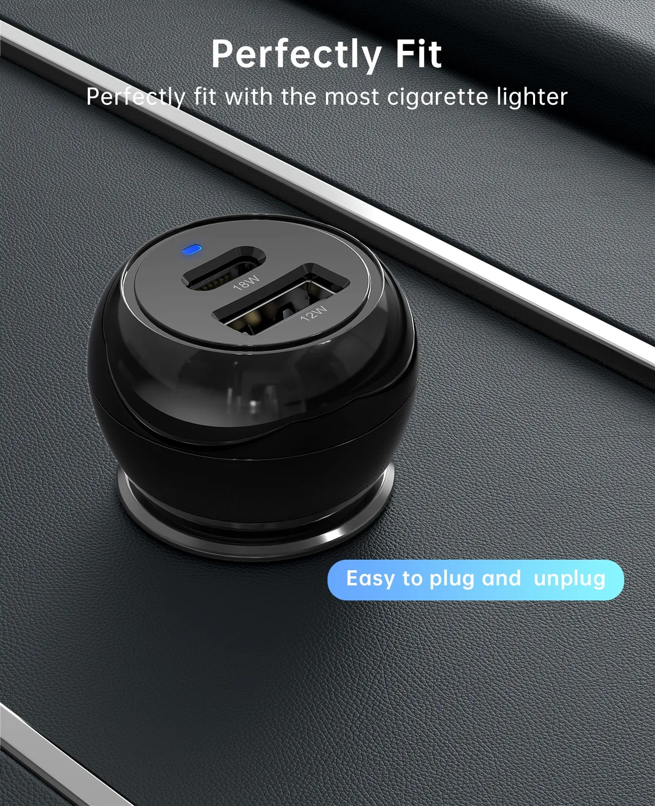 30W Car Charger USB C/USB A