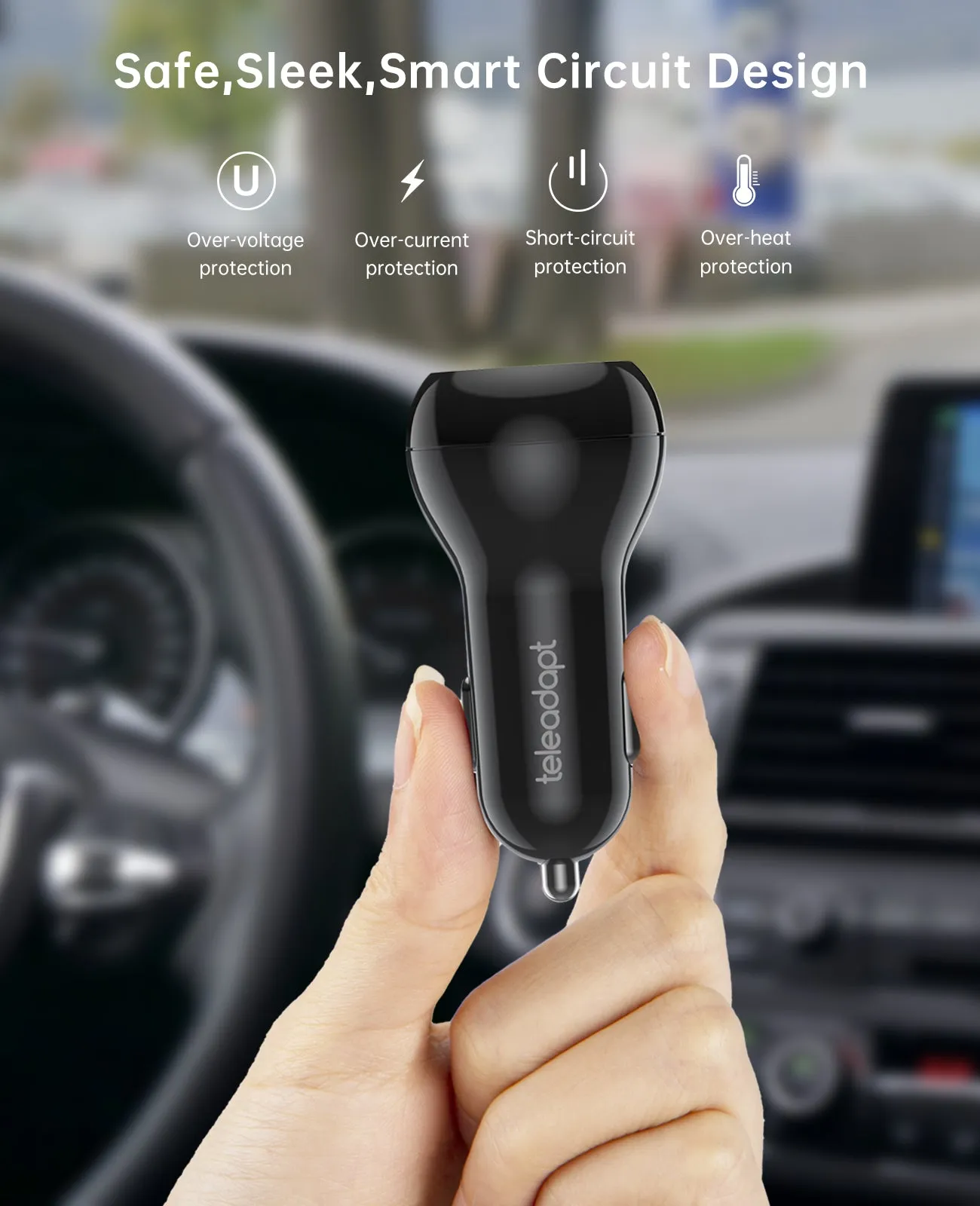 30W Car Charger USB C/USB A