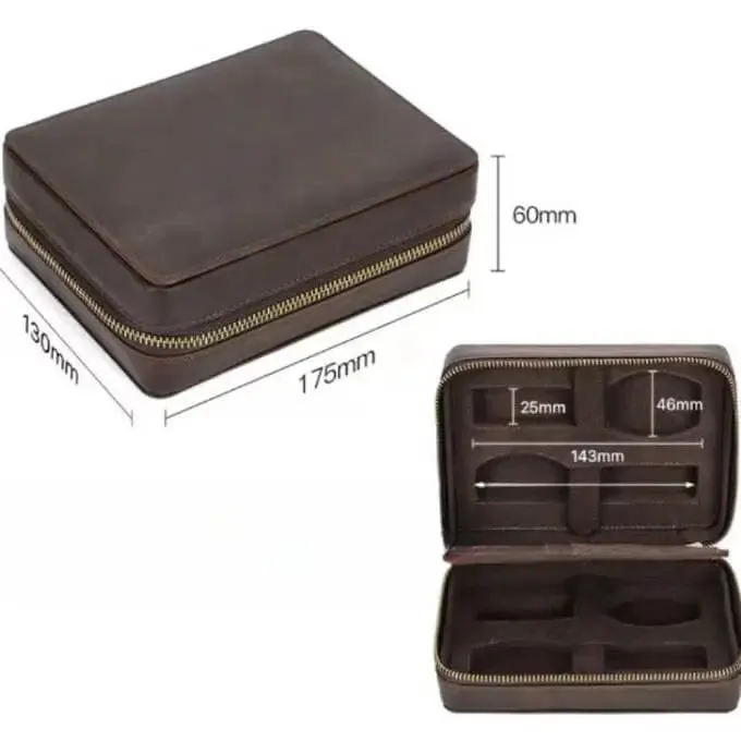 4 Watch Luxury Leather Travel Portable Watch Roll