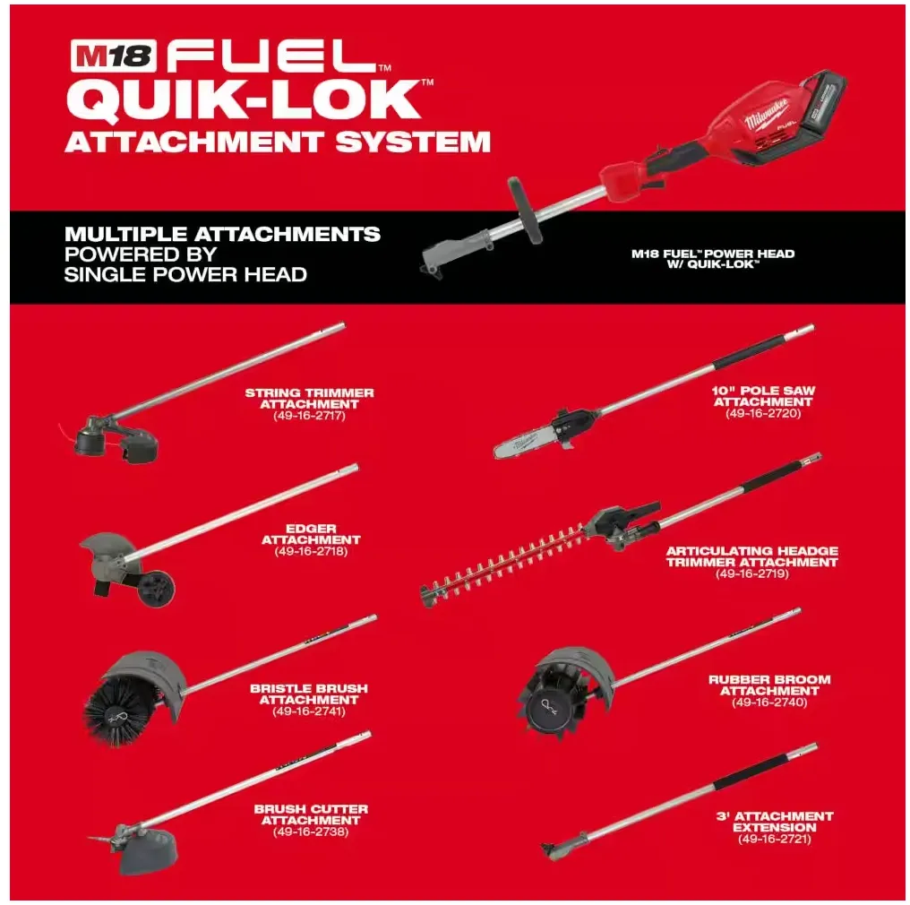 49-16-2721 Milwaukee M18 Fuel QUIK-LOK 3' Extension Pole Attachment