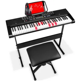 61-Key Beginners Electronic Keyboard Piano Set w/ Lighted Keys, 3 Modes