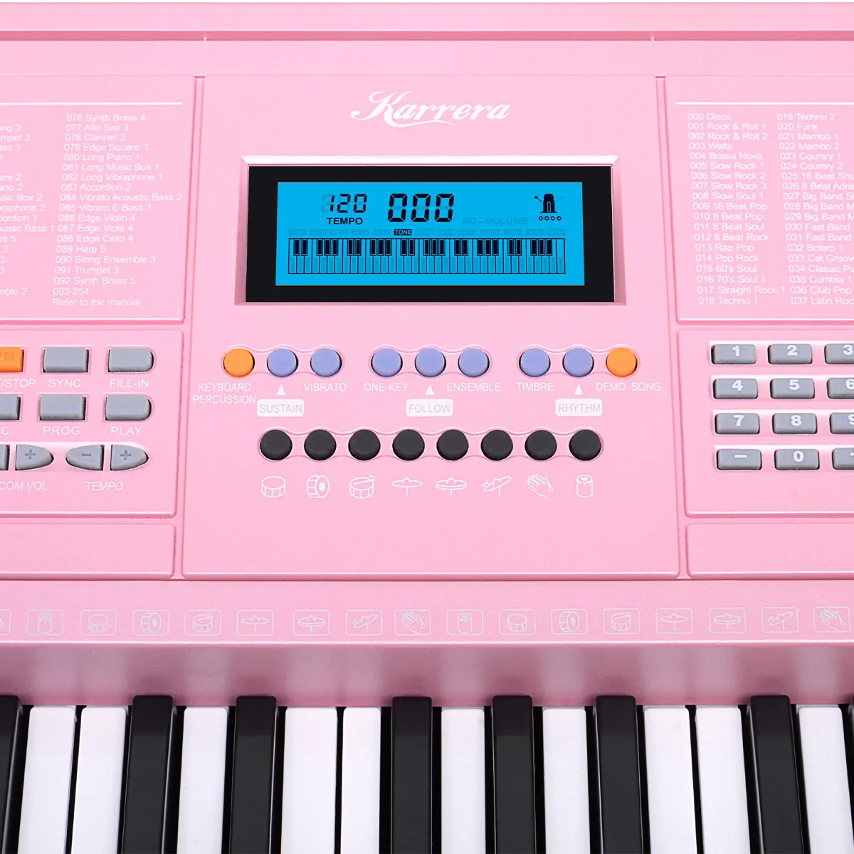 61-Key Pink Electronic Keyboard Piano with Stand, LCD Display