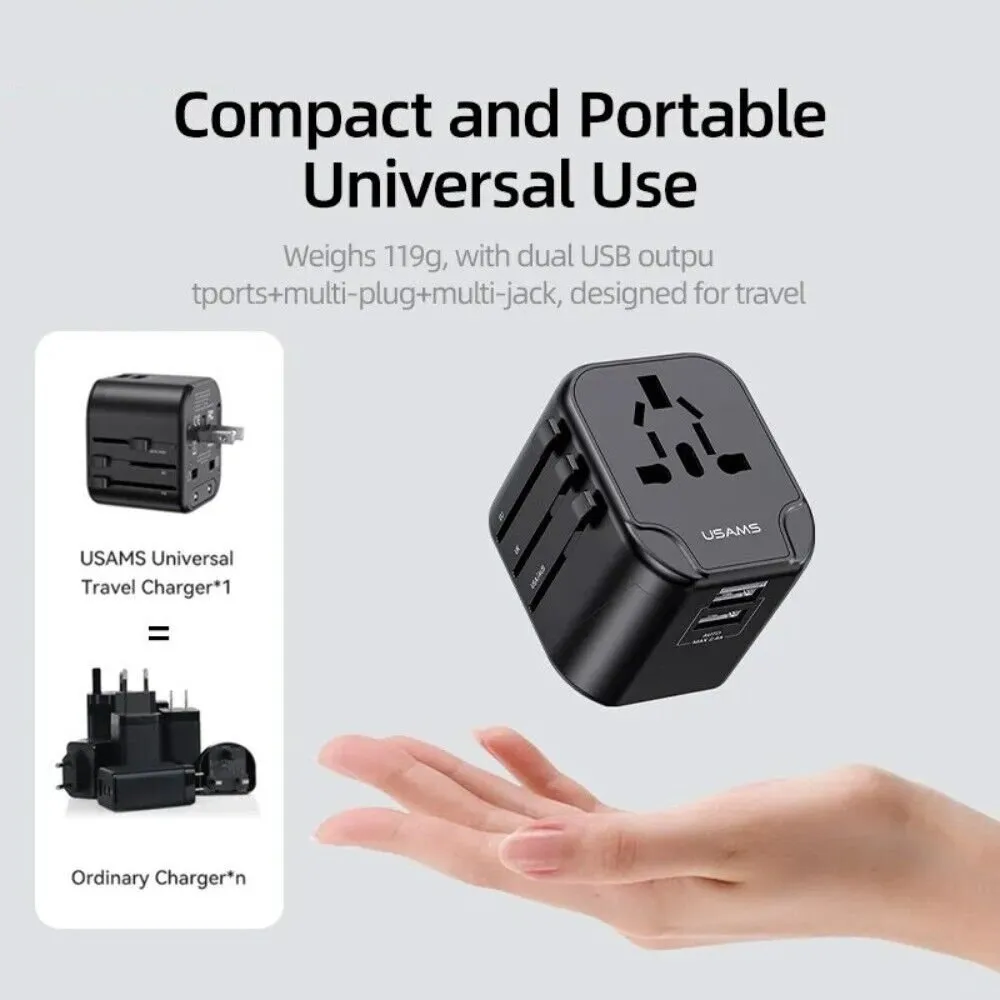 65W Dual Type C USB Universal Travel Charger - Fast Charging Global Travel Socket Converter