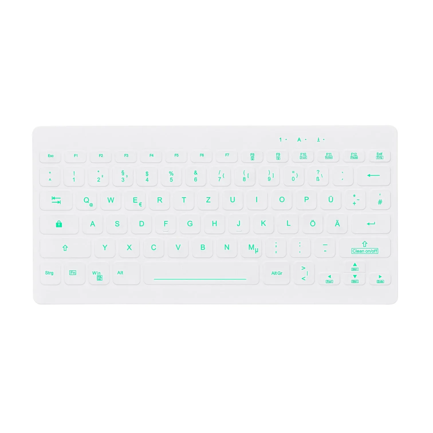 Active Key AK-CB4112F Compact Ultraflat Wipeable Keyboard in White with Backlighting - Wired