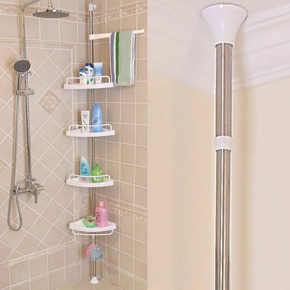 Adjustable Stainless Steel 4-Shelf Corner Shower Caddy