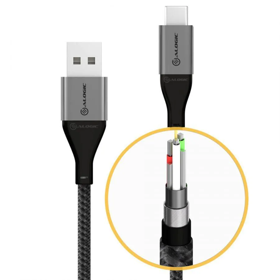 ALOGIC Super Ultra USB 2.0 USB-C to USB-A Cable - 3A|480Mbps - Space Grey - 3m (ULCA203-SGR)