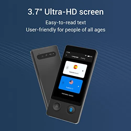 ANFIER Offline Language Translator Device [Latest AI Voice Translator - W12] 144 Languages and Accents 97% Accuracy with 3.7 inch Touchscreen Instant Two Way Translation