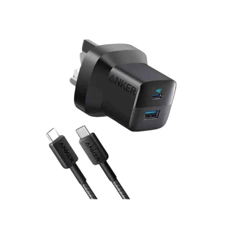 Anker 323 Charger with 322 USB-C to USB-C Cable (33W , 3ft) -Black B2331K11