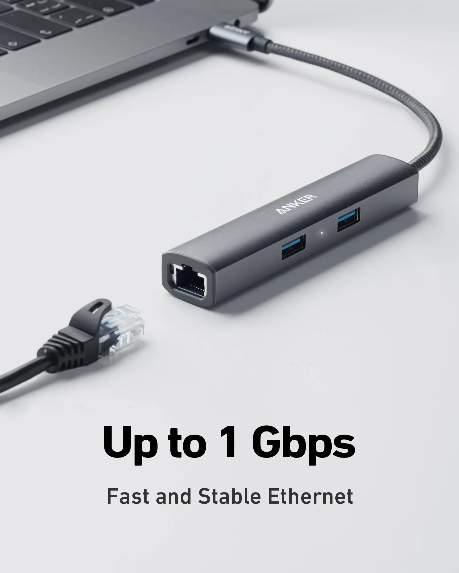 Anker 533 USB-C Powerexpand  5-In-1 Slim Ethernet Hub (Online) - Gray