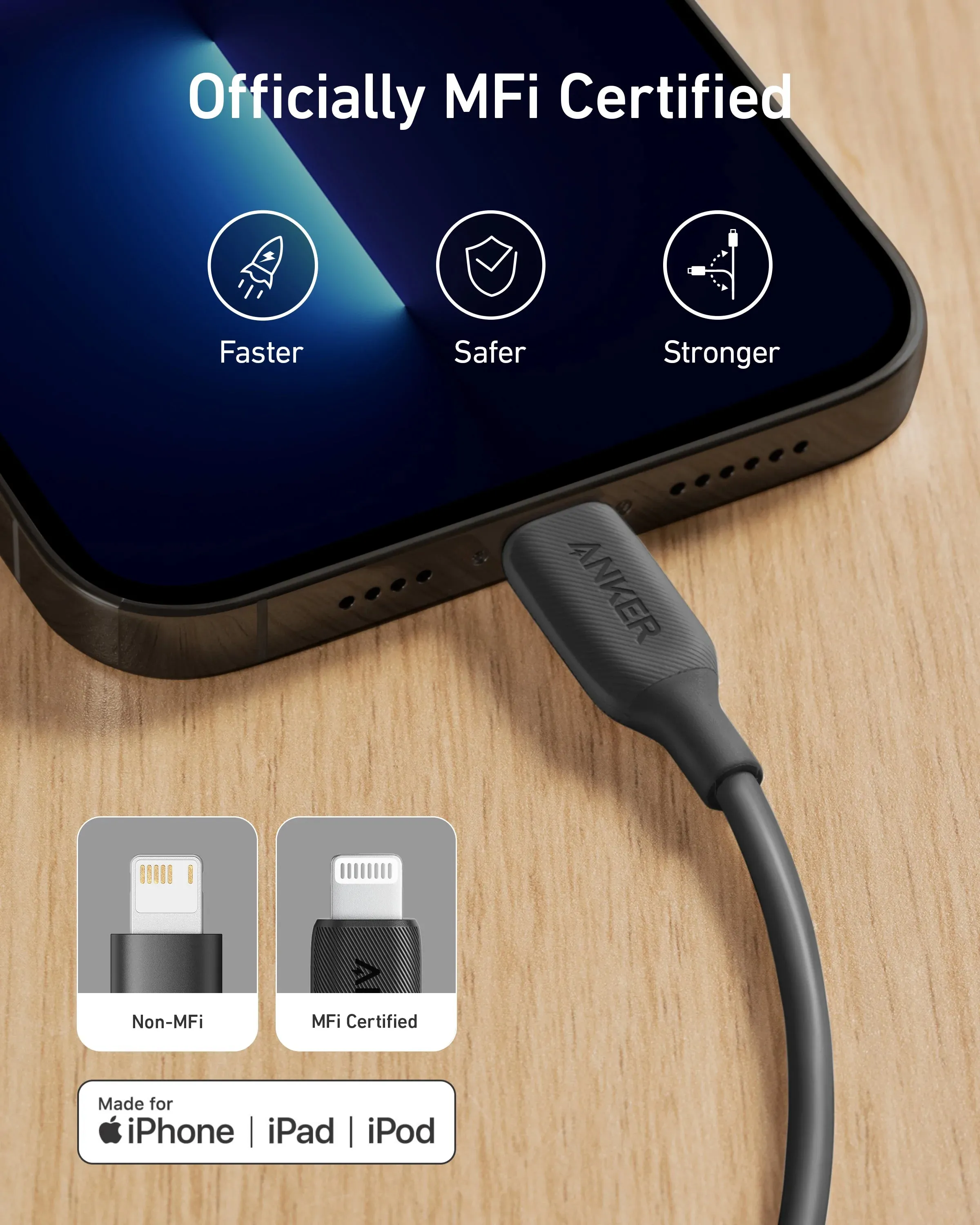 Anker Power Line Usb - A Cable With Lightning Connector 3ft/0.9m - A8812H11