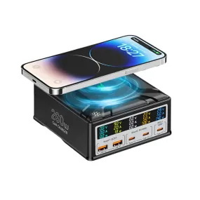 ASOMETECH 260W GaN Multiport Charging Station with Wireless Charger