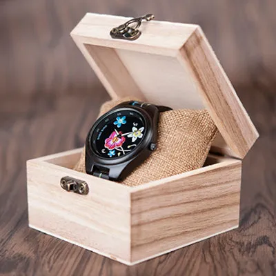 BOBO BIRD WP06 Fashion Colorful Print Wood Watch for Men Women Newest Imitate Embroidery Brand Design Quartz Watches as Gift