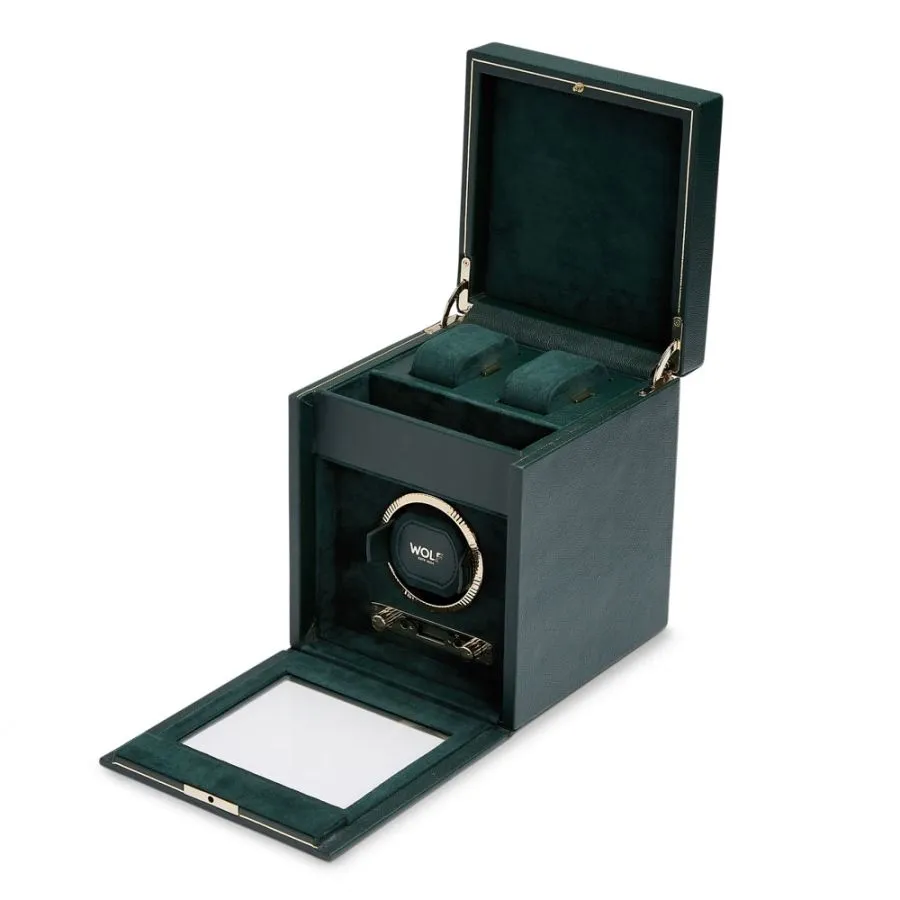 British Racing Single Watch Winder with Storage in Green