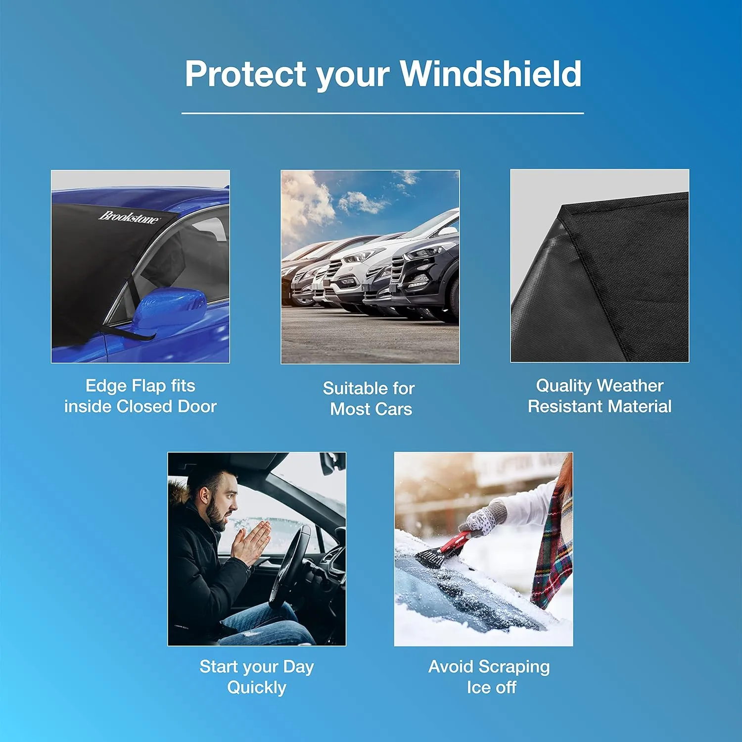 Brookstone Car Windsheild Cover, Winter / Snow Guard