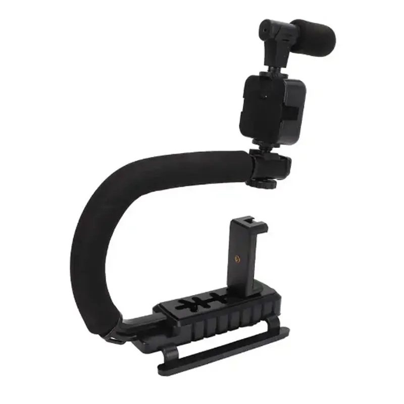 C-Shaped Handheld Camera Stabilizer With Microphone And Led Flashae-138