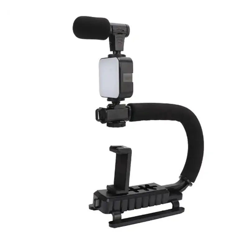 C-Shaped Handheld Camera Stabilizer With Microphone And Led Flashae-138