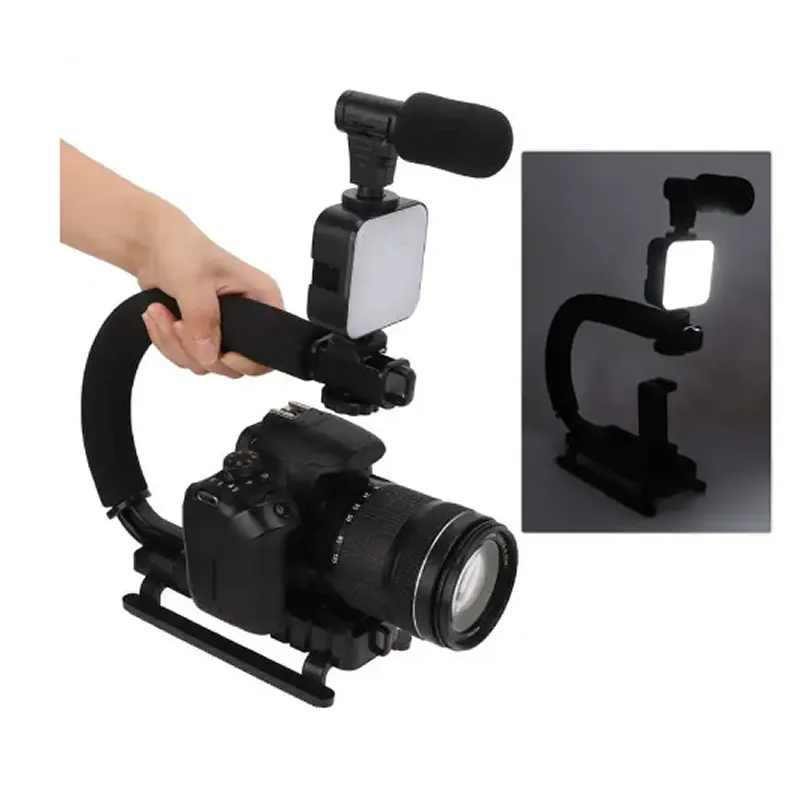 C-Shaped Handheld Camera Stabilizer With Microphone And Led Flashae-138