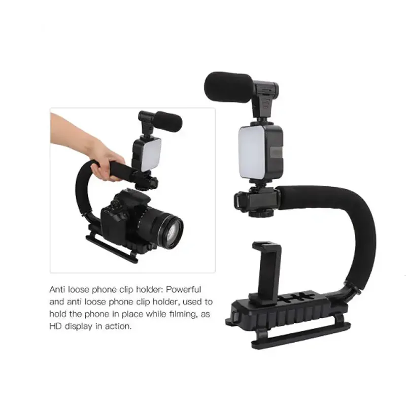 C-Shaped Handheld Camera Stabilizer With Microphone And Led Flashae-138