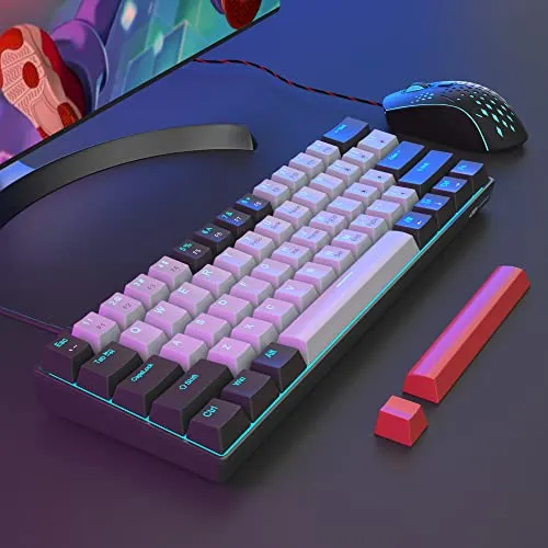 Camiysn 60% Mechanical Gaming Keyboard with Silencing Plate,Compact Gaming Keyboard with Hot Swap Blue Whale Switch, RGB Light Mini Keyboard for or Windows/Mac/PC/Laptop