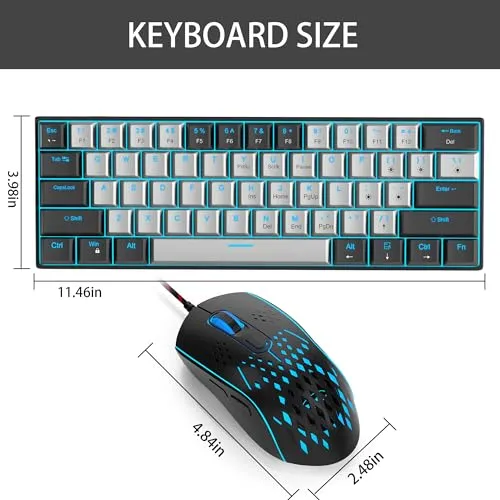 Camiysn 60% Mechanical Gaming Keyboard with Silencing Plate,Compact Gaming Keyboard with Hot Swap Blue Whale Switch, RGB Light Mini Keyboard for or Windows/Mac/PC/Laptop