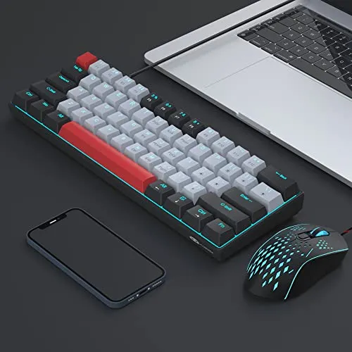 Camiysn 60% Mechanical Gaming Keyboard with Silencing Plate,Compact Gaming Keyboard with Hot Swap Blue Whale Switch, RGB Light Mini Keyboard for or Windows/Mac/PC/Laptop