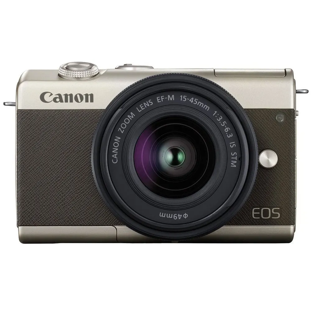 Canon EOS M200 Mirrorless Camera 15-45mm Lens Gold Limited Edition   Sigma 56mm f/1.4 DC DN Lens Bundle