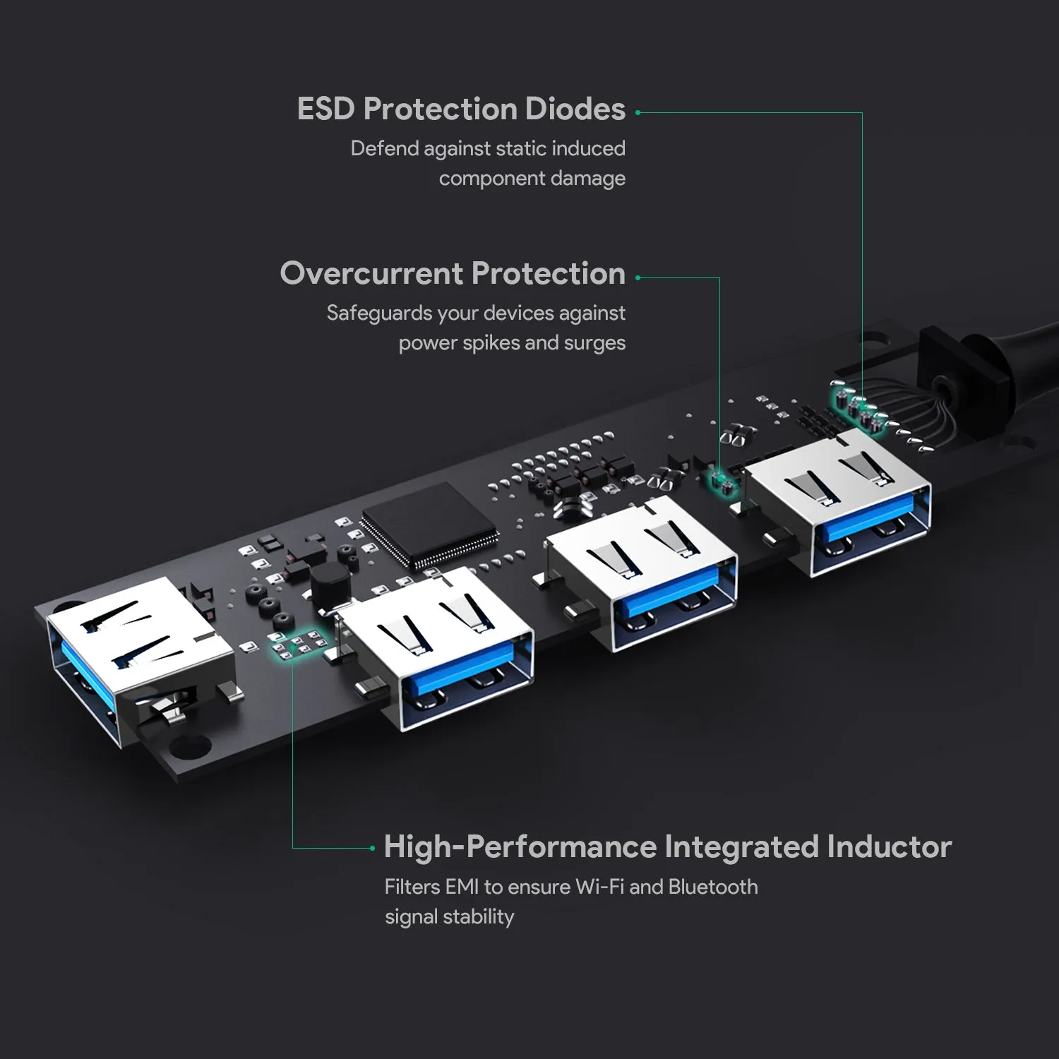 CB-C62 USB C to 4 Port USB 3.1 Aluminium Hub