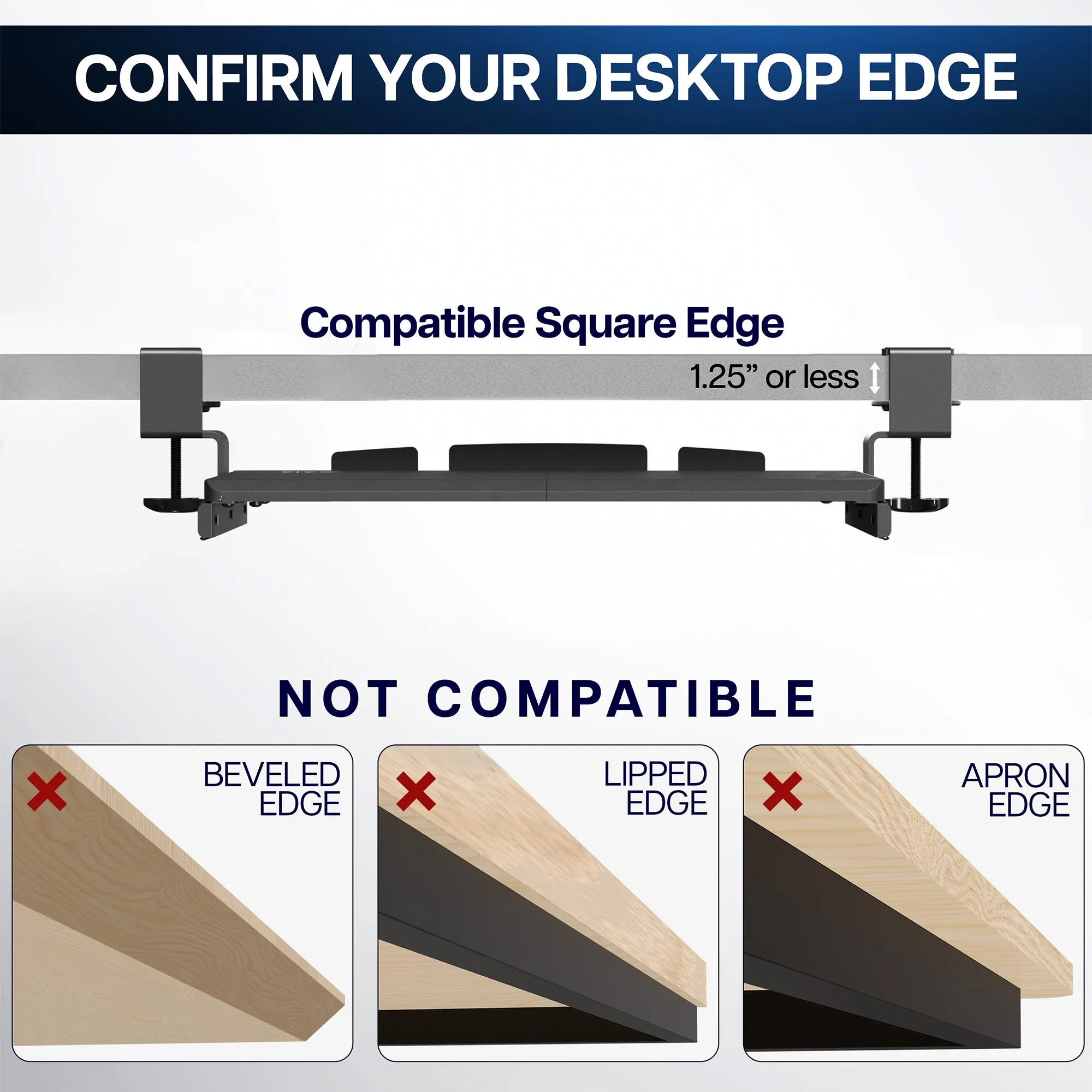 Clamp-on Compact Keyboard Tray