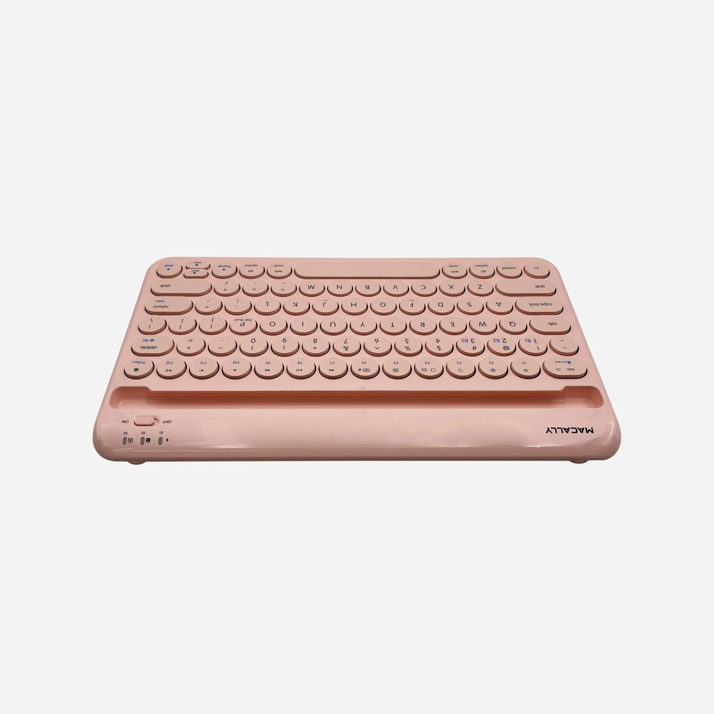 Compact Bluetooth Keyboard for Mac with iPhone or iPad Holder (Pink)