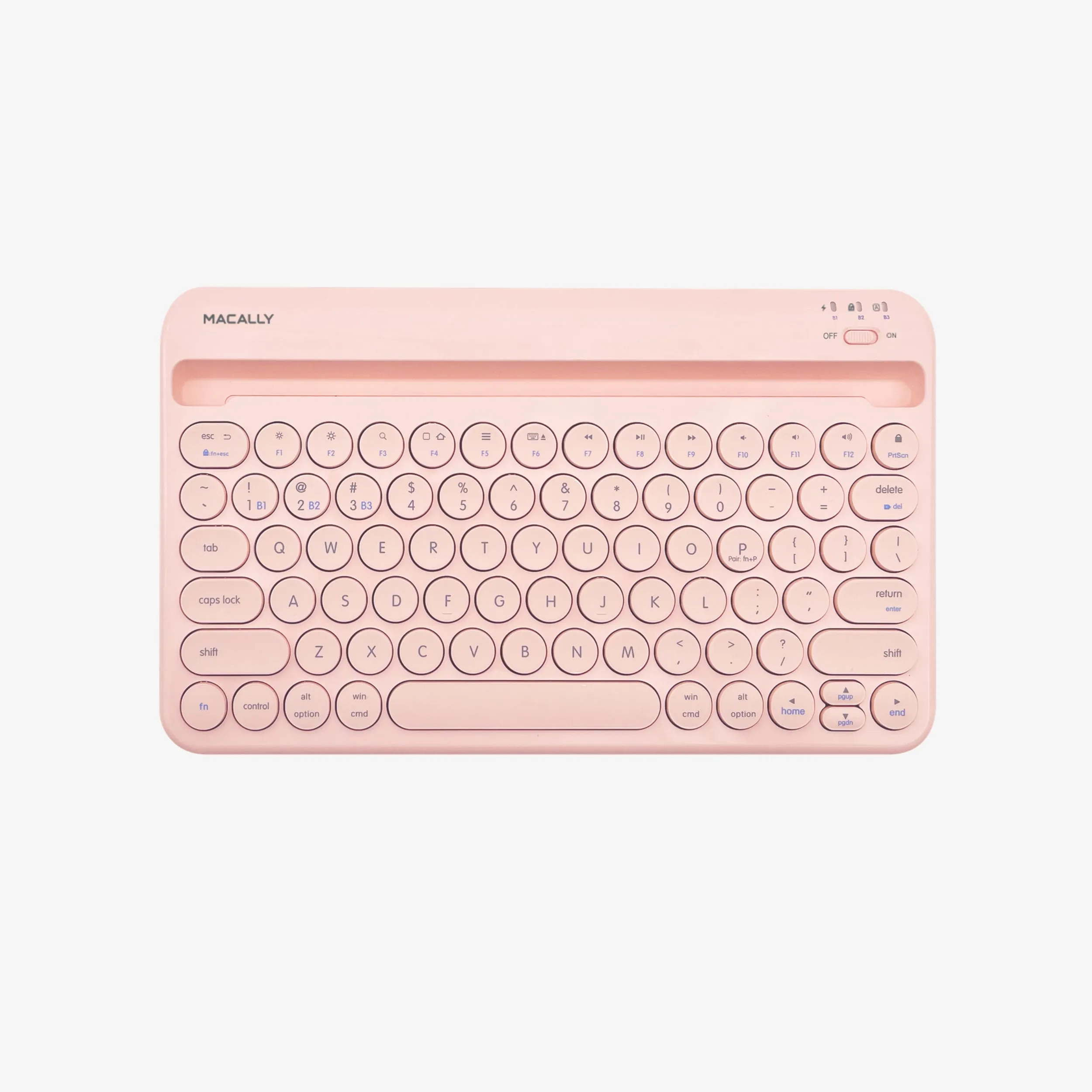 Compact Bluetooth Keyboard for Mac with iPhone or iPad Holder (Pink)