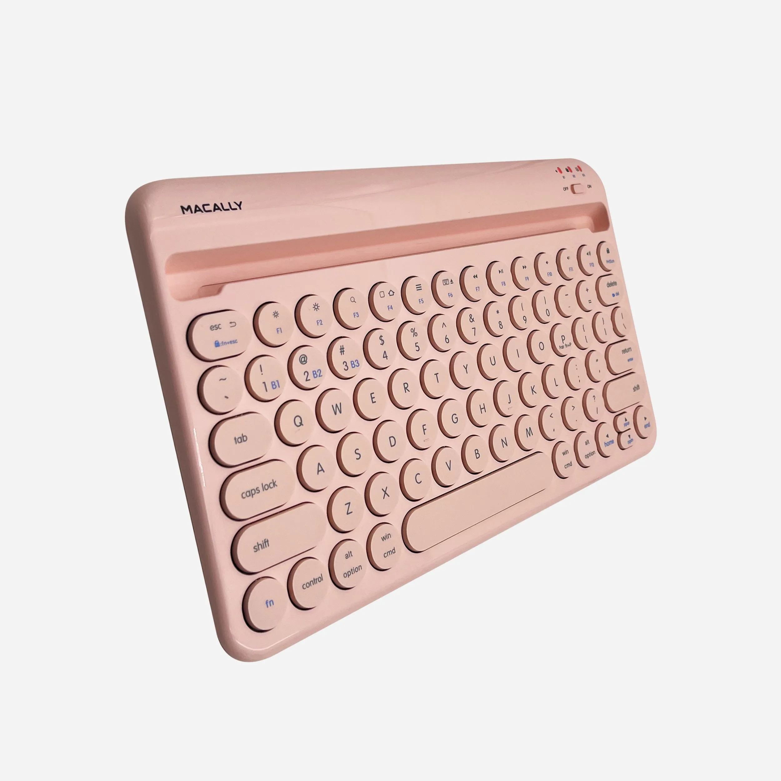 Compact Bluetooth Keyboard for Mac with iPhone or iPad Holder (Pink)