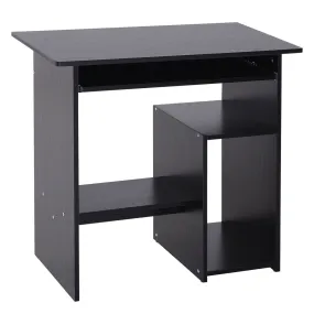 Compact Small Computer Table Wooden Desk Keyboard Tray Storage Shelf Modern Corner Table Home Office Black