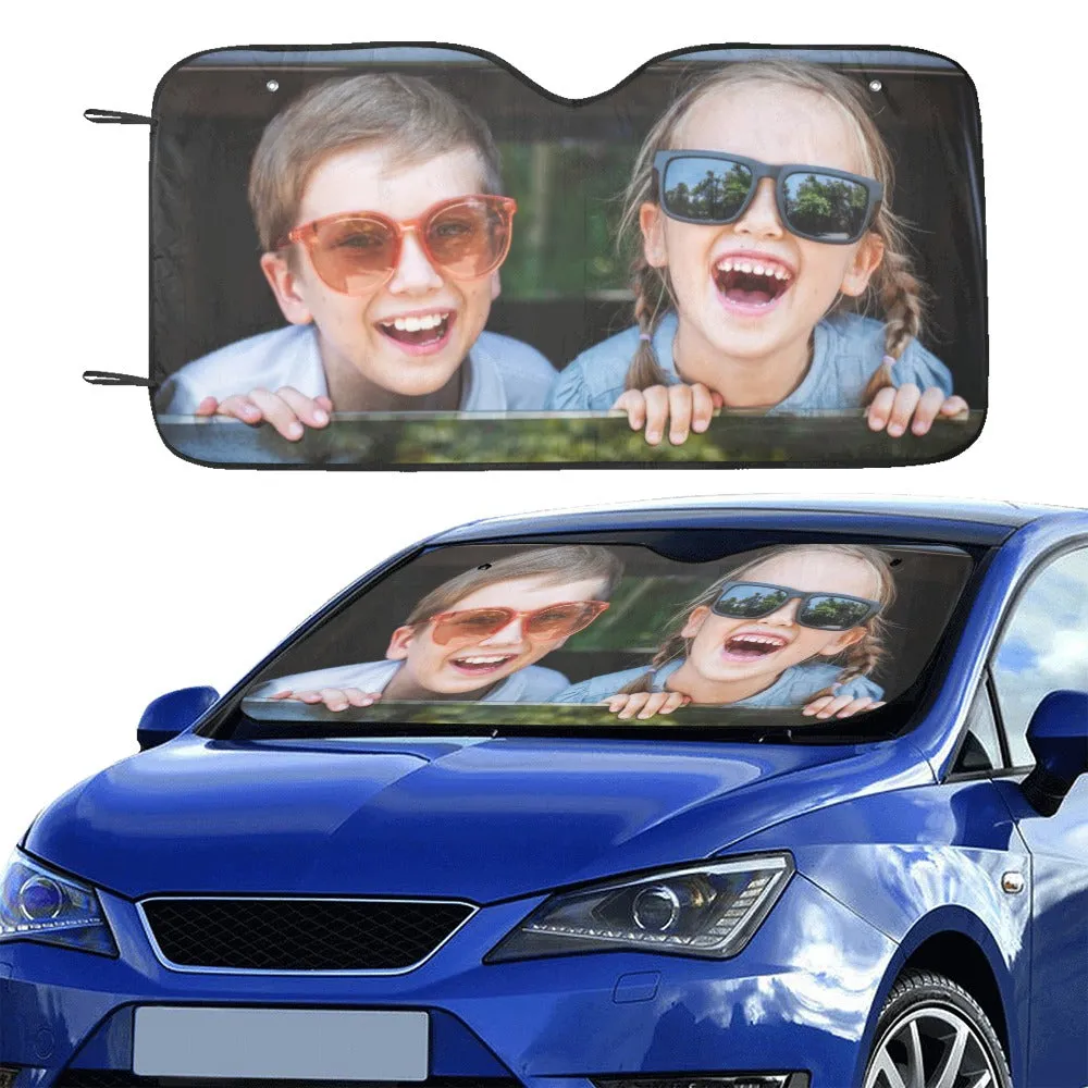 Custom Photo Windshield Sun Shade, Personalized Car Accessories Auto Protector Window Visor Screen Decor 55" x 29.53"