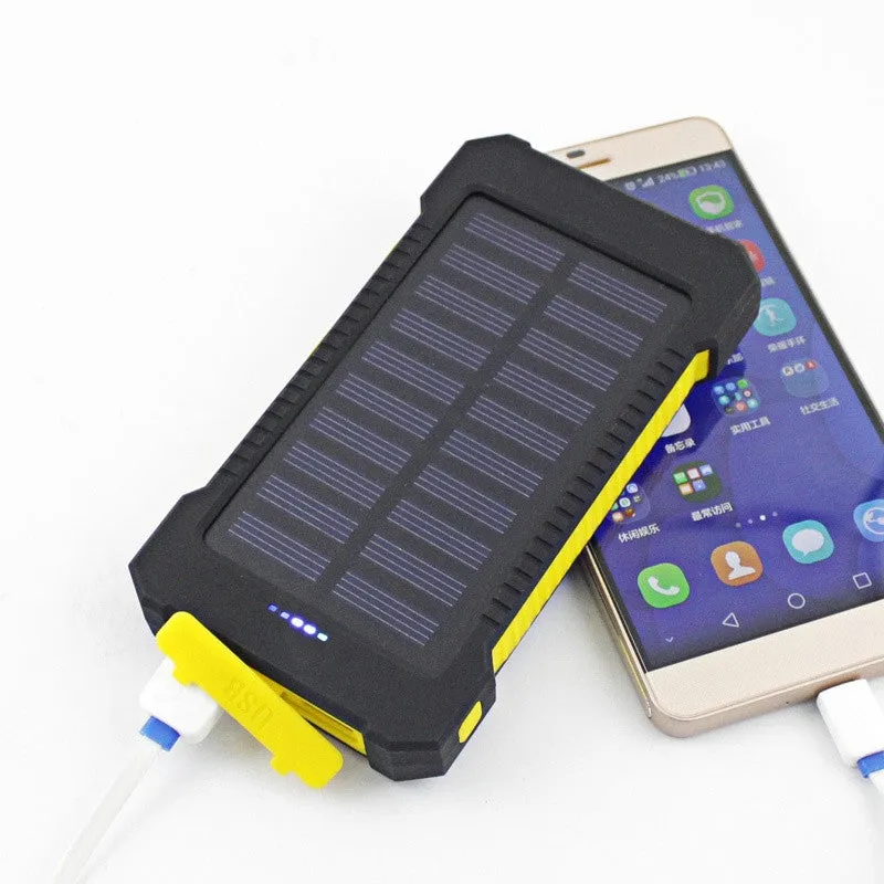 DCAE Real 10000mAh Power Bank Waterproof Shock drop resistance Dual USB Travel Solar Charger PowerBank For Android smart phone