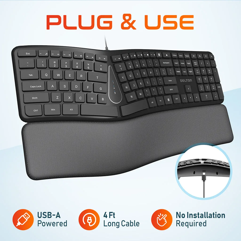 Delton KB250 Ergonomic USB Computer Keyboard