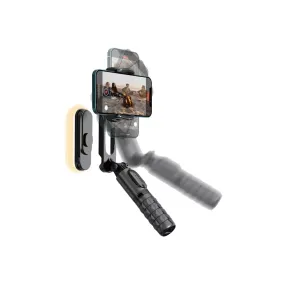 Devia Handheld Gimbal Stabiliser Bluetooth Selfie Stick, Tripod & Light Bar - Black