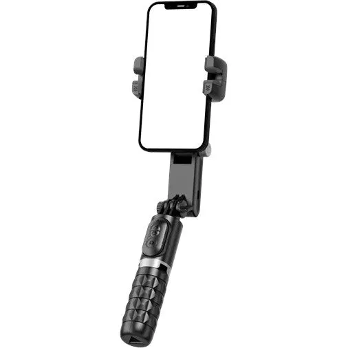 Devia Handheld Gimbal Stabiliser Bluetooth Selfie Stick, Tripod, Light Bar & Remote Control - Black