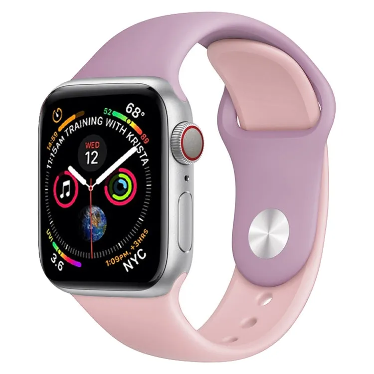 Double Color Silicone Watch Band for Apple Watch Series 3 & 2 & 1 38mm (Purple Light Pink)