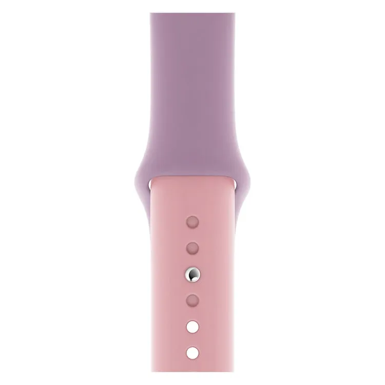 Double Color Silicone Watch Band for Apple Watch Series 3 & 2 & 1 38mm (Purple Light Pink)